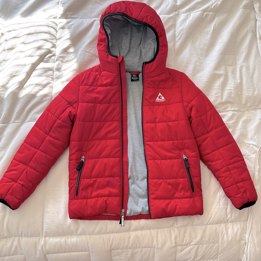 Gerry Boys red hooded coat. Size M (10/12)